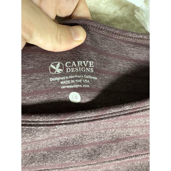 Carve Designs Shirt Top Womens Large Purple Tunic Long Sleeve Striped Round Neck - Picture 5 of 14